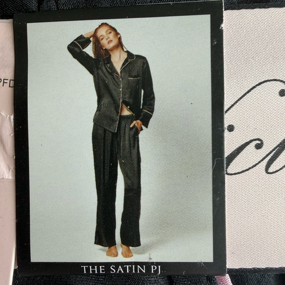 Victoria's Secret Black Pajamas with Pink Trim - Picture 3 of 3